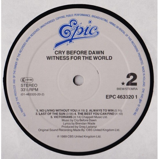 Cry Before Dawn - Witness For The World