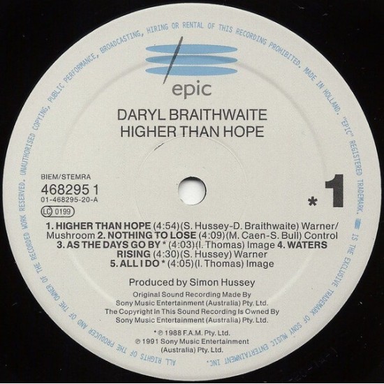 Daryl Braithwaite - Higher Than Hope