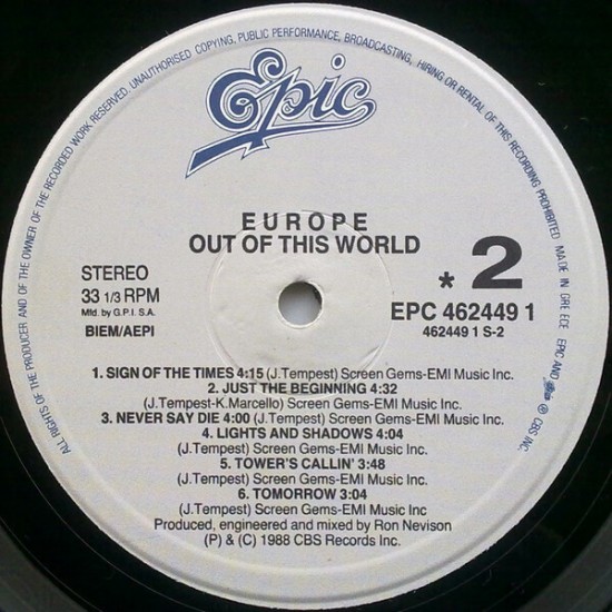 Europe - Out Of This World