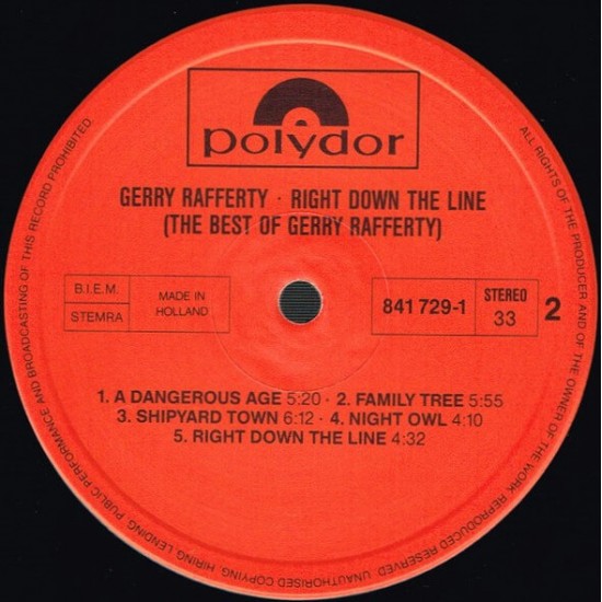 Gery Rafferty - Right Down The Line