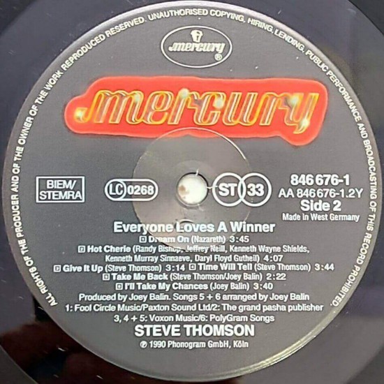 Steve Thomson - Everyone Loves A Winner