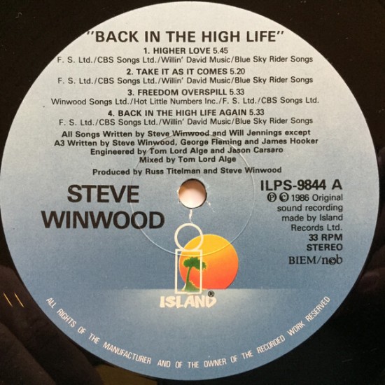 Steve Winwood - Back In The High Life