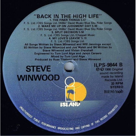 Steve Winwood - Back In The High Life