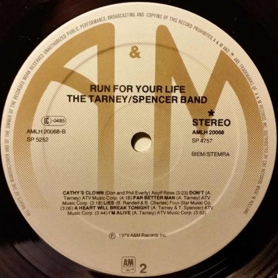 Tarney / Spencer Band - Run For Your Life