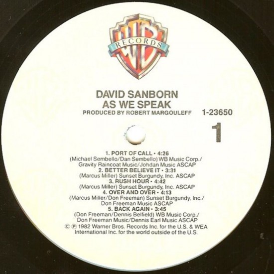 David Sanborn - As We Speak