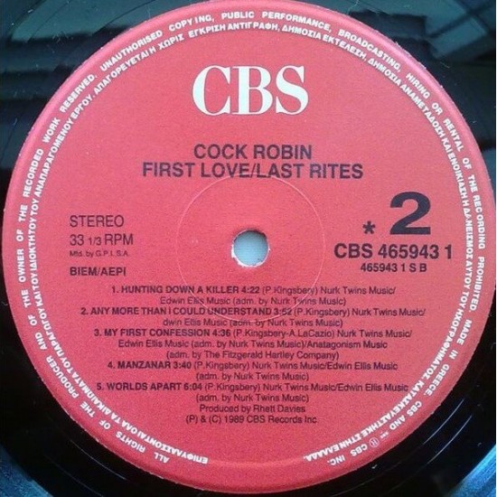 Cock Robin - First Love / Last Rites