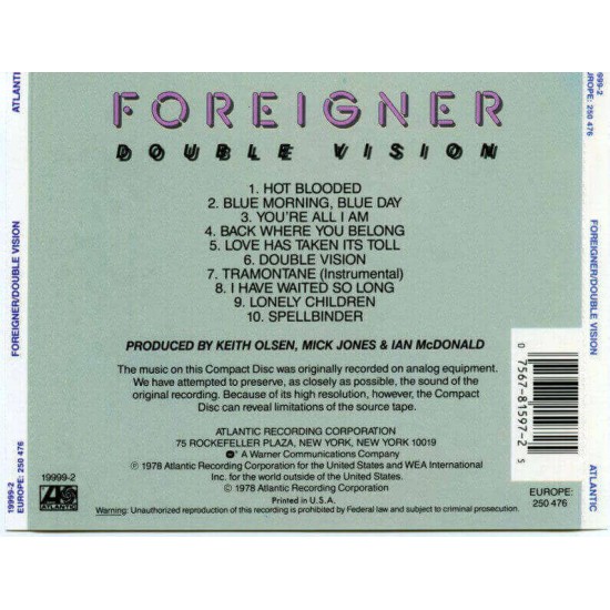Foreigner : Double Vision - CD