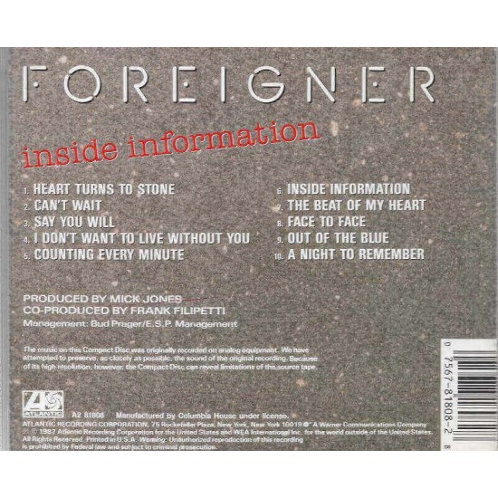 Foreigner : Inside Information - CD