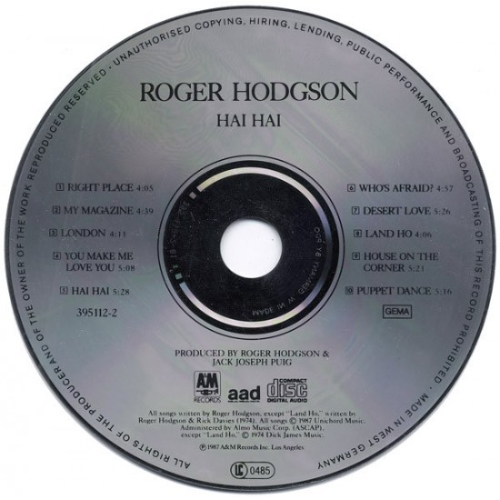 Roger Hodgson : Hai Hai - CD
